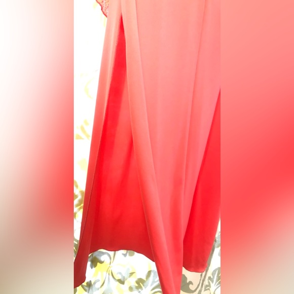 Candy Rocket Prom Off Shoulder Glitter Sparkle Coral Y2K Long Sheer Dress Small - Picture 12 of 15